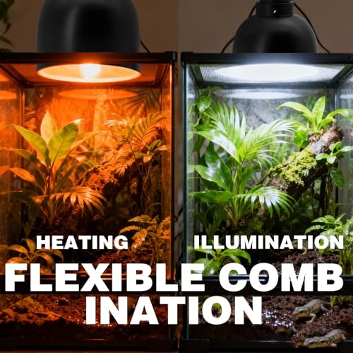 Reptile Lamp 2-Pack, 5.5 inch Deep Dome Light Fixture with Ceramic Socket for Terrarium Heat Lamps, Dual Reptile Lamp Domes for Lizards Snakes Tortoise & Amphibian Tank