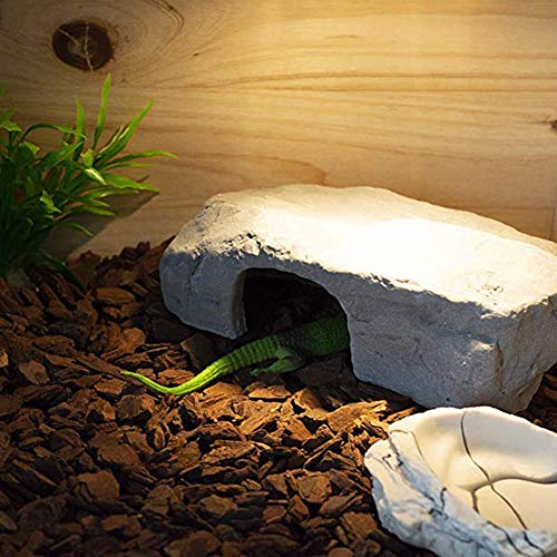 OMEM Reptile Box Shelter Terrarium Hideout Habitat Decor Humidify Hide Cave Turtle Ramp Basking Platforn Resin Rock