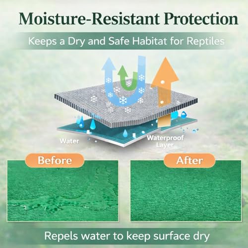 HERCOCCI 2 Pack Reptile Carpet, 39’’ x 20’’ Terrarium Bedding Substrate Liner Reptile Cage Mat Tank Accessories for Bearded Dragon Lizard Tortoise Leopard Gecko Snake (Green) - color: Green