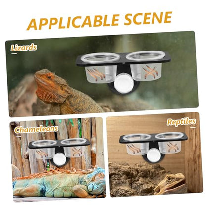 TEHAUX Reptile Food Bowl with Suction Cup 4.52X2.36X2.16In Water and Feeding Dish for Lizards Turtles Geckos and Centipedes Wall Mounted Terrarium Feeder Container - size: Size 2