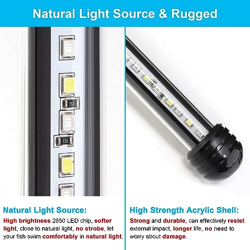 DaToo 10W 18.5inch Submersible Aquarium Light Underwater Fish Tank Light LED Aquarium Light Bar with Timer Auto On/Off and Dimmer Adjustable Brightness, 1 Yr Warranty - size: 10W 18.5inch (With Timer&Dimmer)