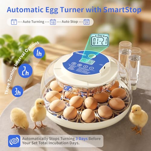 18 Egg Incubators for Hatching Eggs, 2 Egg Trays, Incubation Day Display, Automatic Egg Turning, Built-in Egg Candler, Auto Refill, Adjustable Air Vent, for Chicken, Quail, Duck, Turkey & Goose Eggs - size: 18 Eggs + 8 Goose Eggs