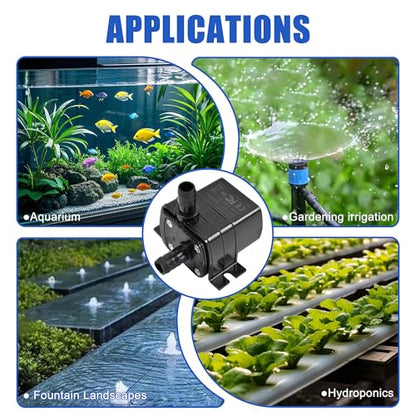 CONQUERALL 12V DC Fountain Pump 63GPH 9.8ft 4.8W for Water Garden and Aquarium - color: 12v 4.8w 240l/H 3m Head Dual Wire, size: 1PC