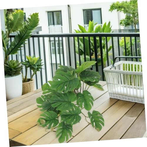 PRETYZOOM Artificial Hanging Plant for Reptile Tank Décor with Suction Cup, 23-Leaf Monstera Fake Plant for Amphibian and Reptile Habitat, Lifelike Terrarium Ornament for Indoor Tanks