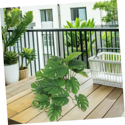 PRETYZOOM Artificial Hanging Plant for Reptile Tank Décor with Suction Cup, 23-Leaf Monstera Fake Plant for Amphibian and Reptile Habitat, Lifelike Terrarium Ornament for Indoor Tanks