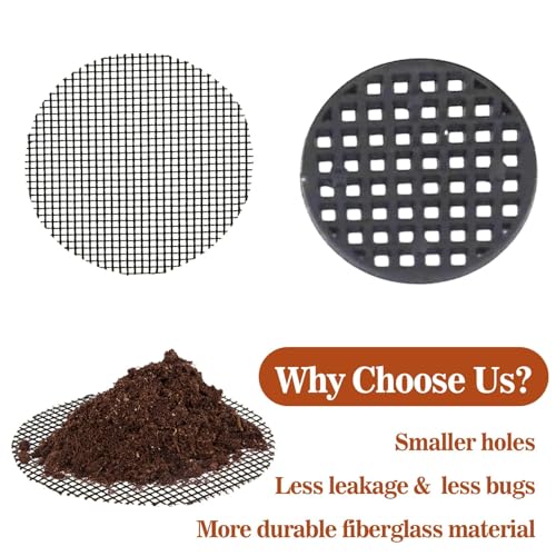 50 Plant Pots Hole Mesh Pad - MAQIHAN Flower Pot Mesh Mat Terrarium Potting Eye Mesh Mats Pot Substrate Barrier 2 Inch Net Bonsai Gardening Grid Ceramic Drainage Hole Mesh Screen Prevent Soil Leaking