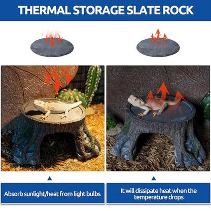 Bearded Dragon Basking Platform, Large Reptile Basking Platform, Reptile Hides and Caves for Adult/Juvenile Bearded Dragon Gecko Lizard Turtle, Climing Slate Heat Rock Hideout