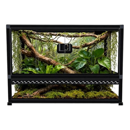 Reptile Terrarium Glass Enclosure 22" × 14" × 12", Front Opening Tank with Mesh Top, Easy Assembly for Small Reptiles, Geckos, Lizards, Snakes, Turtles & More - size: 22" x 14" x 12"
