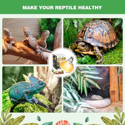 2 Pack 100W Reptile Heat Lamp Bulbs, Full Spectrum UVA/UVB Reptile Light Bulb and Basking Spot Light, UVB Light for Reptiles and Bearded Dragon, Turtle, Lizard, Snake, Amphibians - style: 2PCS 100W UVB Bulbs
