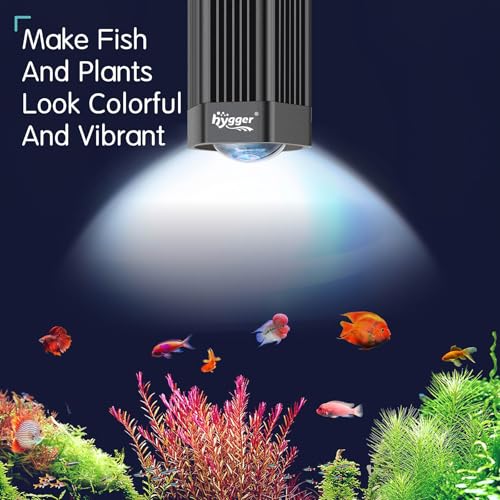 hygger 60W Aquarium Light Full Spectrum RGB COB LED Clip On Fish Tank Grow Light with Mounting Bracket Compatible with Timer Smart Plug for Low-to-High Light Demanding Aquatic Plants