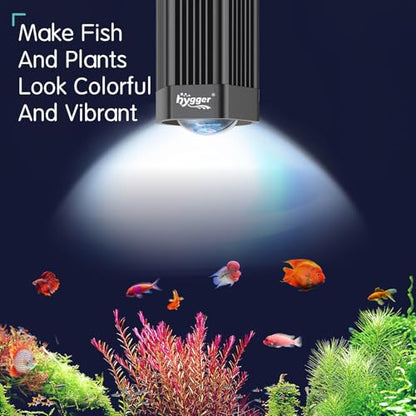 hygger 60W Aquarium Light Full Spectrum RGB COB LED Clip On Fish Tank Grow Light with Mounting Bracket Compatible with Timer Smart Plug for Low-to-High Light Demanding Aquatic Plants
