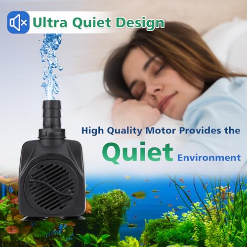 Fountain Pump, 2-Pack 550GPH(2000L/H 30W) Submersible Water Pump, Adjustable Ultra Quiet Fountain Pump with 4 Nozzles 7.2ft High Lift for Aquarium, Fish Tank, Pond, Waterfall, Outdoor, Hydroponics