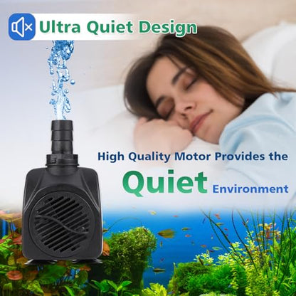 Fountain Pump, 2-Pack 550GPH(2000L/H 30W) Submersible Water Pump, Adjustable Ultra Quiet Fountain Pump with 4 Nozzles 7.2ft High Lift for Aquarium, Fish Tank, Pond, Waterfall, Outdoor, Hydroponics