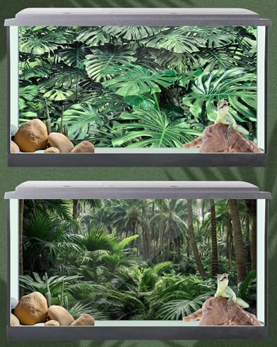 Breling 4 Pcs 30 x 11.8'' Reptile Tank Background 20/30 Gallon Polyester Tropical Rainforest Bearded Dragon Terrarium Background Decor for Crested Gecko, Python Regius, Tree Frogs, Chameleon - size: 30 x 11.8 Inch