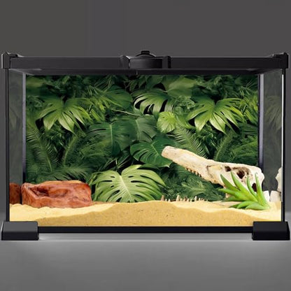 AWERT 36x20 inches Tropical Leaves Terrarium Background Polyester Reptile Habitat Background Rainforest Aquarium Background - size: 36x20in/90x50cm