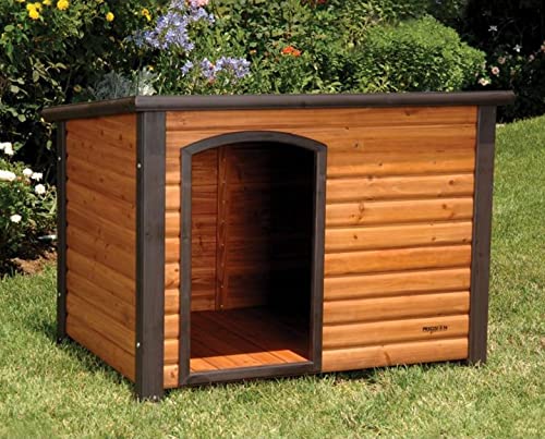 Petmate Petmate Precision Pet Weather-Resistant Log Cabin Dog House with Adjustable Feet, Natural Wood, Medium - color: Walnut/Dark Brown, size: Medium, style: Outdoor Log Cabin