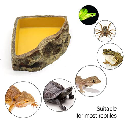 Reptile Feeder Resin Bowl Amphibian Reptile Bowl for Lizard Gecko Bearded Dragon Turtle