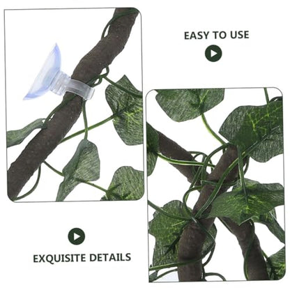 BESPORTBLE Flexible Fake Vine for Reptile Tank Decor Artificial Climbing Plant for Bearded Dragon Snake Gecko and Lizard Habitat 1 Set of Aquarium Vine Decoration Suction Cup