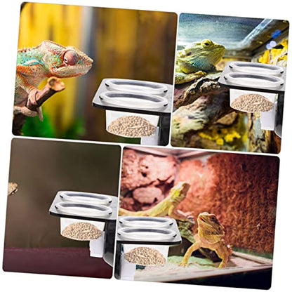 FOMIYES 4sets Reptile Feeder Dish Cup Design Detachable Water and Food Bowls for Lizard and Chameleon Smooth Easy to Clean - color: Blackx4pcs, size: 11.7X6.3X5.7CMx4pcs