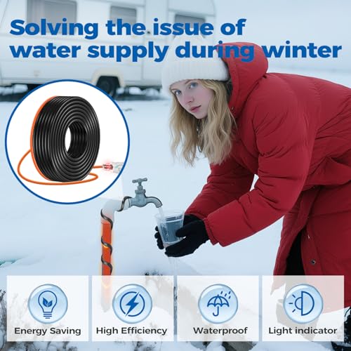 45FT（3FT-200FT） Pipe Heating Cable for Pipe Freeze Protection, Heat Cable for Water Pipes(Metal and Plastic), Pipe Heat Tape Keeps Water Flowing at -40°F 5w/ft, 120V Plumbing fixture - size: 45FT