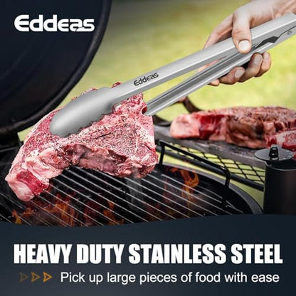 Grill Tongs, 600 Degrees Heat Resistant 17 Inch Extra Long BBQ Tongs, All Metal Kitchen tongs, Heavy Duty Stainless Steel Locking Tongs for Cooking, Grilling, Barbecue/BBQ, Buffet, 2 Pack - color: All Metal 2Pcs, size: 17 inch