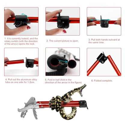 Snake Grabber Tool, Foldable Aluminum Alloy Snake Tongs Snake Traps, Heavy Duty Snake Catcher for All Kinds of Serpent, Reptiles(47.2inch) - size: 120CM/47.2IN