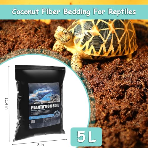 VCEPJH Reptile Bark Bedding Cork Bark for Reptiles Flat Cork Wood and Loose Coconut Fiber Substrate Coco Coir Reptile Bedding Tarantula Substrate Soil Habitat for Snake Bearded Dragon Spiders Hermit C