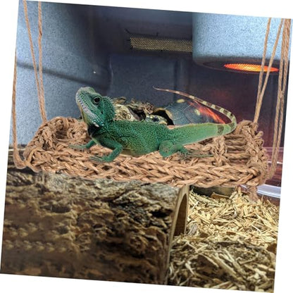 Toyvian Reptile Hammock Woven Swing for Bearded Dragons Durable Straw Design Easy to Install Hanging Bed for Lizards and Pets Versatile Habitat Accessory