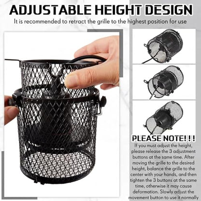 VIHOSE Retractable Reptile Heat Lamp Holder, Ceramic Heat Emitter Lamp-Cage with Adjustable Anti-Scald Mesh Cage Heating Lamp Stand for Pet Amphibian Snake Lizard Frog Chick, Without Bulb(Black) - color: Black