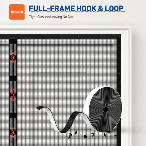 MAGZO Screen Door Mesh Fits Door Size 28" x 72", 30" x 73" Hands-Free Mesh with Magnetic Closure & Windproof Fastener, Pet Friendly Screen for Single Entrance, Black - size: Fit Door Size 28 x 72 Inch