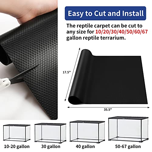 Reptile Mat 40 Gallon 1Pack 18x36, Bearded Dragon Tank Accessories, Terrarium Liner Bedding, Non-Adhesive Reptile Substrate Mat for Leopard Gecko, Snake, Lizard, Tortoise, Iguana Tank - color: 18x36" Black