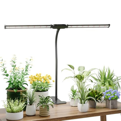 LED Grow Light,Super Bright 6000K White Full Spectrum Clip Plant Growing Lamp with Rotatable Dual Head for Indoor Desk Plants,Dimmable & Timer 4/8/12H,High Power Output for Faster Growth,1-Head - size: 1 Tube