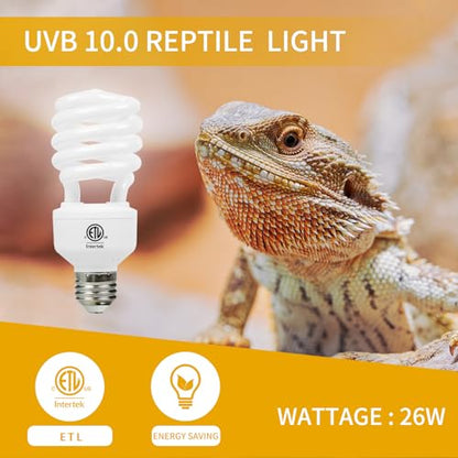 LUCKY HERP Desert UVA UVB Reptile Light Bulb 10.0 26W Compact Fluorescent Lamp - style: UVB10.0 26W