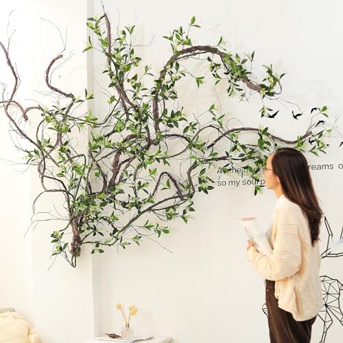 118" Bendable Artificial Grapevines Garland Tree Branches(S) | Wall Hanging Fake Cherry Blossom Vines Reptile Plants Twigs Wreath for Garden Outdoor Halloween Creepy Ceiling Decoration - size: Small