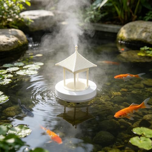 Ultrasonic Mist Maker: Ultrasonic Mist Maker - Pavilion Decorative Water Atomizer - Pond Fogger with White Float for Aquarium Reptile Habitat