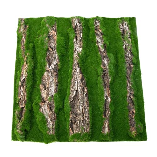 Reptile Cork Terrarium Background - Frog Habitat Cork Backdrop, Chameleon Moss Terrarium, Lizard Bark Decoration | Reptile Habitat Decor with Artificial Moss for Gecko, Tortoise, Frog, Lizard - color: 30*30cm