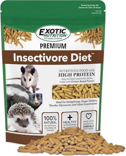 Premium Insectivore Diet (2.6 lb.) - Healthy Nutritious Chicken Based High Protein Pellet Diet - for Sugar Gliders, Hedgehogs, Opossums, Skunks & Other Insectivores - size: 2.6 Pound (Pack of 1)