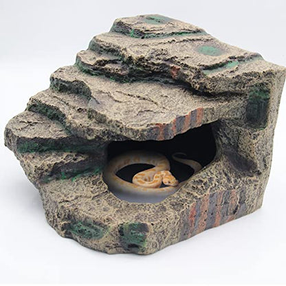 Turtle Basking Platform Habitat Hiding Cave Reptile Habitat Climbing Resin Fish Tank Aquarium Ornament for Lizards, Frogs, Snakes,Chameleon