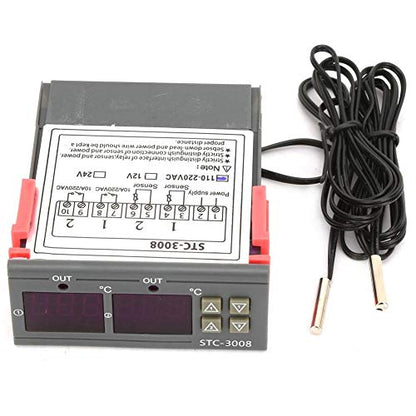 STC-3008 Dual Display Dual NTC Probe Sensor Digital Temperature Thermostat Controller(110-220V)