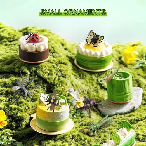 20Pcs Insect Toy Fake Plastic Bugs Figures for Kids - Flower Ladybug Bee Butterfly Ant Cricket Mantis Scorpion Spider School Project Birthday Cake Topper Party Favors April Fool's Day Prank Gifts - style: Insect