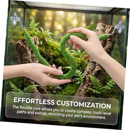 Cabilock Reptile Climbing Rope Vine 50cm, Bendable Artificial Moss Vine for Lizard Tank Climbing, Terrarium Habitat Decor Suitable for Chameleon, Bearded Dragon, and Jumping Spider
