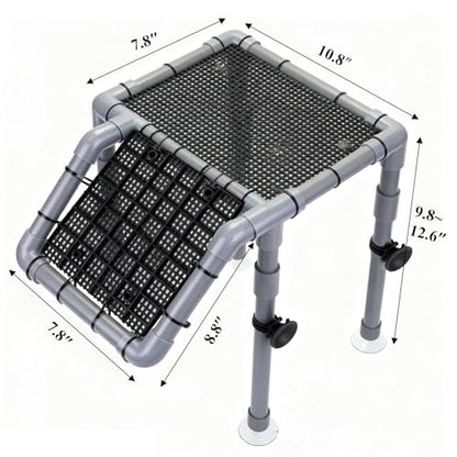 Turtle Basking Platform, 10.8" Width Aquatic Turtles Dock, Sloped Ramp with 8pcs Strong Suction Cups and Encryption Grid, Turtle Tank Accessories for Above 12 inches Wide Aquarium