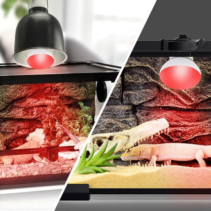 LUCKY HERP Infrared Heat Lamp, 25W Reptile Heat Lamp 2 Pack Red Heat Lamp Bulbs, Infrared Basking Spot Heat Light Bulb, Amphibians Heat Lamp Bulbs for Reptile, Geckos, Snakes, Lizard, Turtle - color: 25-r