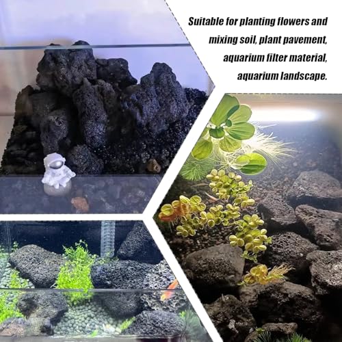 Tfwadmx 10 Pack Aquarium Black Lava Rock Fish Tank Volcanic Pumice Stones for Betta Fish Shrimp (1.96''-3.14'') - color: Black, size: L:2''-3.2''