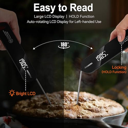 Atogou The Latest Thermocouple Food Thermometer. Faster: <1 Second Response time. More Accurate: ±0.5°F (0.3°C), IPX7 Waterproof, for Meat/Candy/Grill/BBQ etc. Fathers Day Gift, TH-22 Black