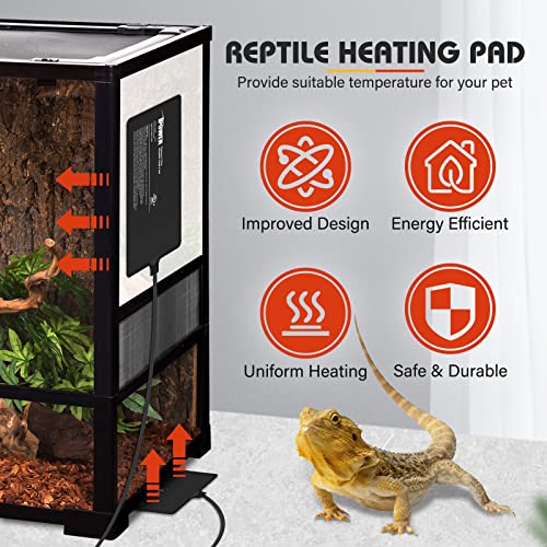 iPower 8X12 Inch 16W Under Tank Heater Warmer, 30-40 Gallon Terrarium Heat Mat for Hermit Crab/Turtle/Snake/Lizard/Gecko/Frog/Spider, Plant Box or Other Small Animals - size: 8 X 12 Inch, style: 1 Pack
