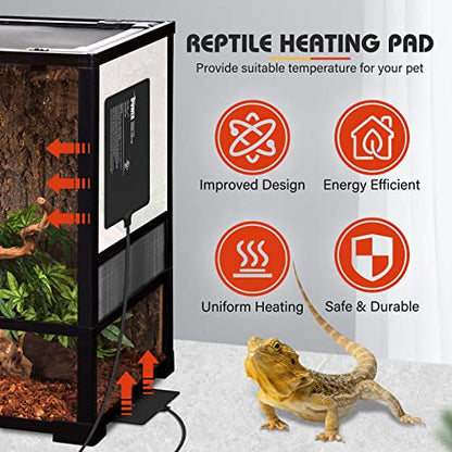 iPower 8X12 Inch 16W Under Tank Heater Warmer, 30-40 Gallon Terrarium Heat Mat for Hermit Crab/Turtle/Snake/Lizard/Gecko/Frog/Spider, Plant Box or Other Small Animals - size: 8 X 12 Inch, style: 1 Pack