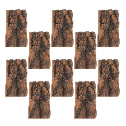Happyyami 10pcs Natural Bark Sheets for Reptile Terrarium, Flat Tree Bark Decoration for Bearded Dragon and Frog, Enhances Climbing Structure and Supports Shedding Needs in Tank Flooring