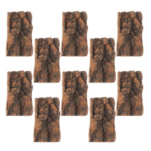 YARNOW Natural Cork Bark Flats Flat Shape 10pcs for Reptile Terrarium, Safe Bark Material Habitat Decor for Climbing Walls and Snake Tanks for Geckos and Sensitive Species