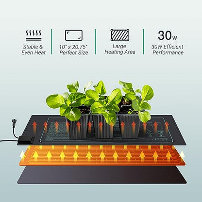 LUXBIRD Daisy Chain Seedling Heat Mat 10" x 20.75" Waterproof Plant Heating Pad, for Seed Starting, Germination, Hydroponics (Master Mat Required) - size: Additional Mat-10x20.75